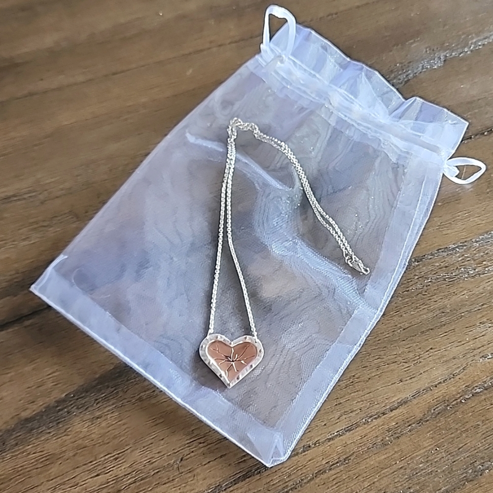 Sterling Silver & Copper broken heart necklace